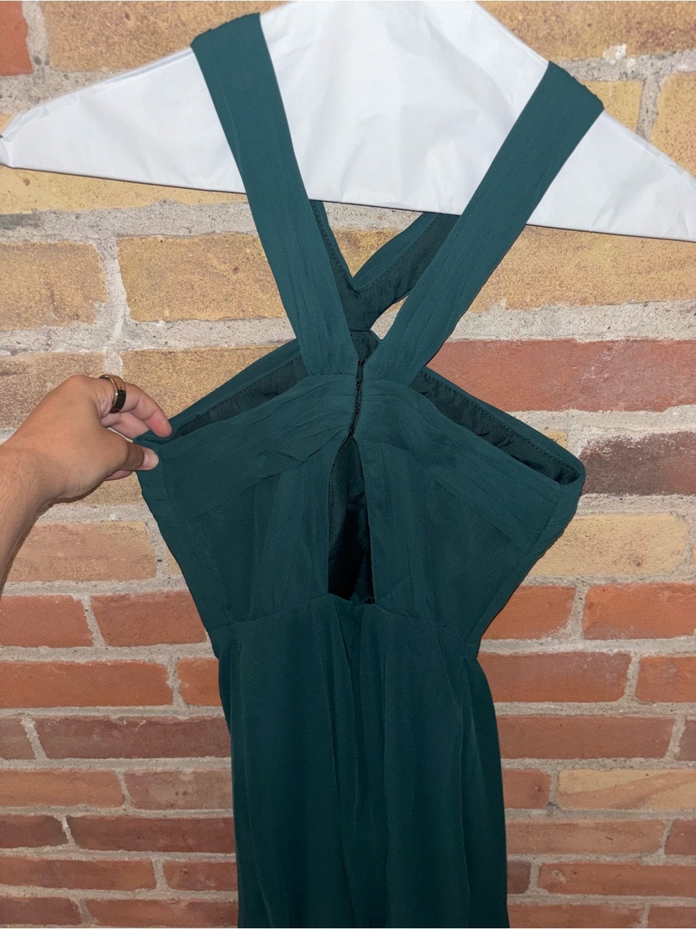 Azazie Rue Emerald A-Line Halter Chiffon Evening Gown Homecoming Formal Dress - Picture 7 of 10